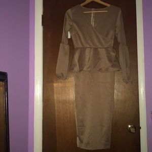 Tan Peplum Dress